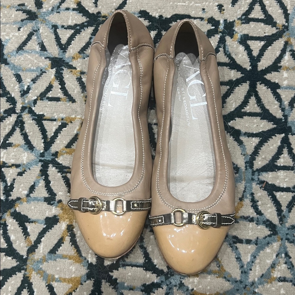 AGL flats ballerina with buckle tan size 39 - Picture 13 of 14